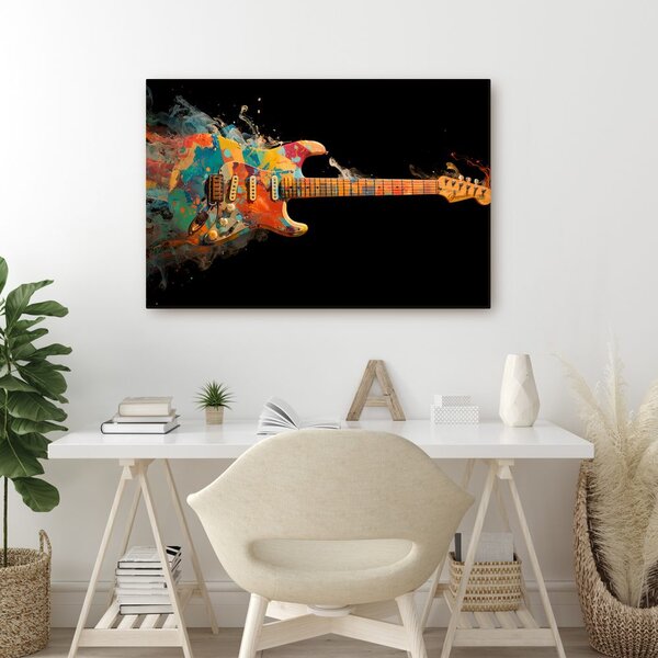 Quadro su tela – Chitarra nel vortice di colori