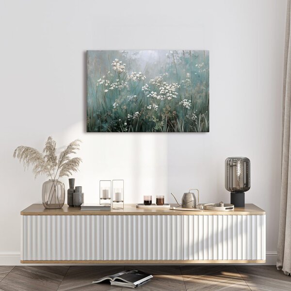 Quadro su tela – Delicati fiori nella nebbia
