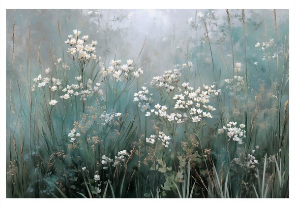 Quadro su tela – Delicati fiori nella nebbia