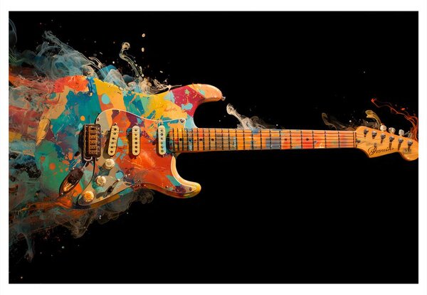 Quadro su tela – Chitarra nel vortice di colori