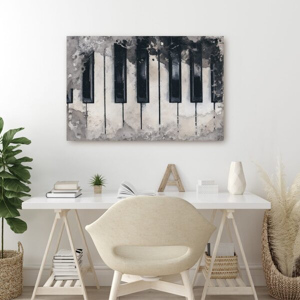 Quadro su tela – Tasti del pianoforte nella nebbia