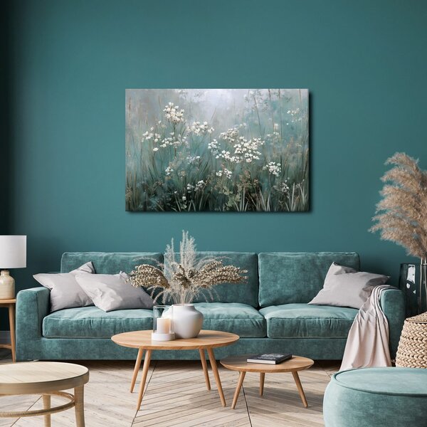 Quadro su tela – Delicati fiori nella nebbia