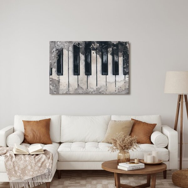 Quadro su tela – Tasti del pianoforte nella nebbia
