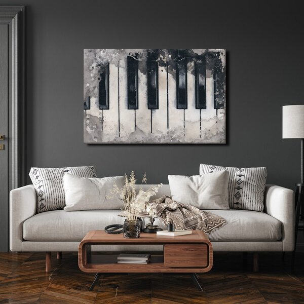 Quadro su tela – Tasti del pianoforte nella nebbia