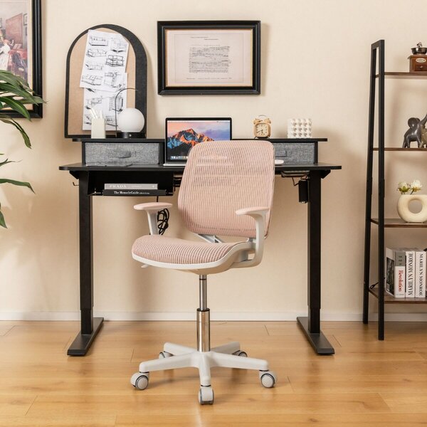 Costway Scrivania per bambini regolabile e sedia da scrivania per bambini, Scrivania per bambini tavolo ergonomico e sedia girevole per computer Rosa