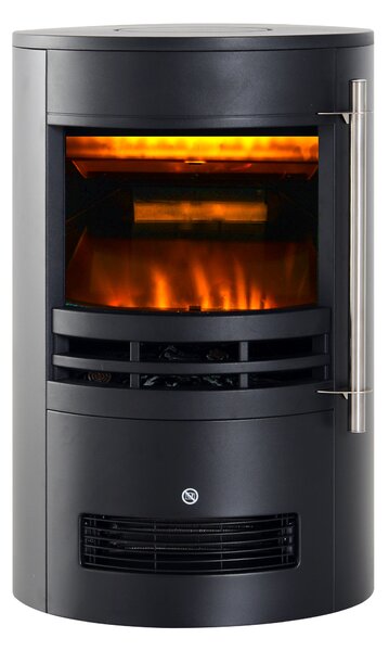 HOMCOM Camino Elettrico da Terra Potenza 900W/2000W con Effetto Fiamma 41 × 41 × 64.5cm Nero|Aosom