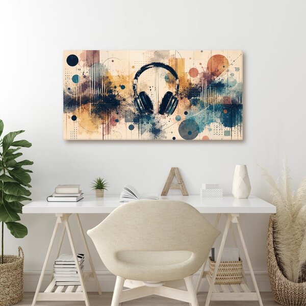 Quadro su tela – Cuffie e suono astratto