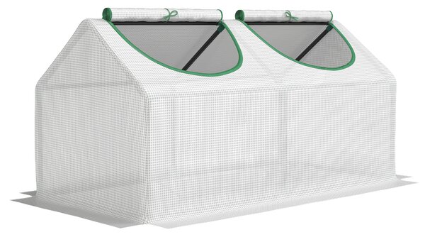 Outsunny Mini serra a casetta con 2 Finestre Avvolgibili, Copertura in PE Anti-Raggi UV per Orto e Giardino, 120x60x60cm, Bianco | Aosom Italy