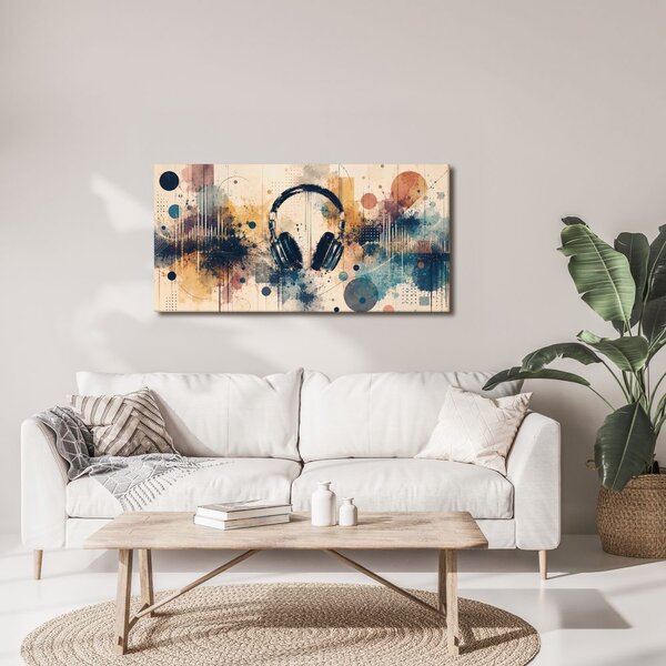 Quadro su tela – Cuffie e suono astratto