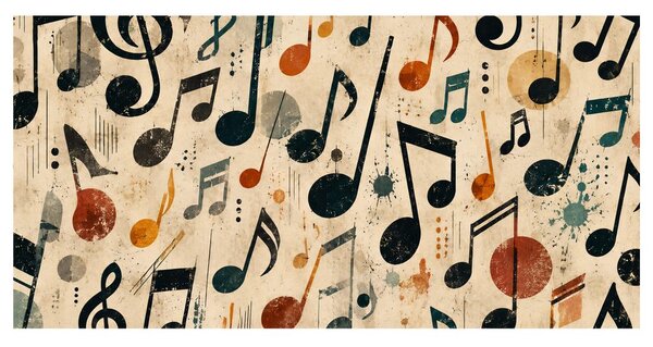 Quadro su tela – Note musicali colorate