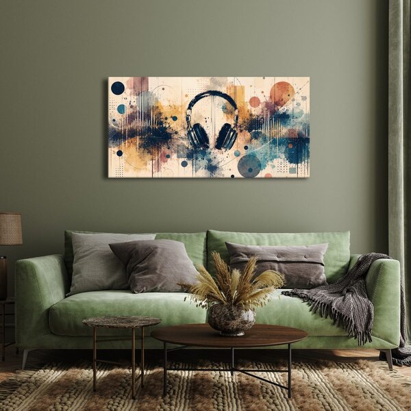 Quadro su tela – Cuffie e suono astratto