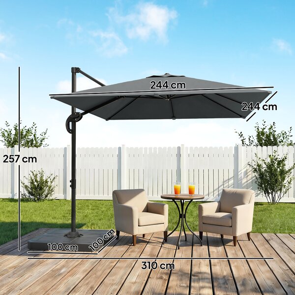 Outsunny Ombrellone da Giardino Ombrellone da Esterno Decentrato 2.4x2.4m Grigio | Aosom Italy