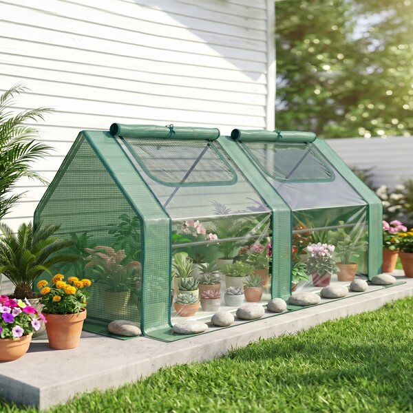 Outsunny Serra per Orto con 2 Porte e 2 Finestre Avvolgibili, in Acciaio e Copertura in PE Anti-Raggi UV, 180x90x90cm, Verde | Aosom Italy