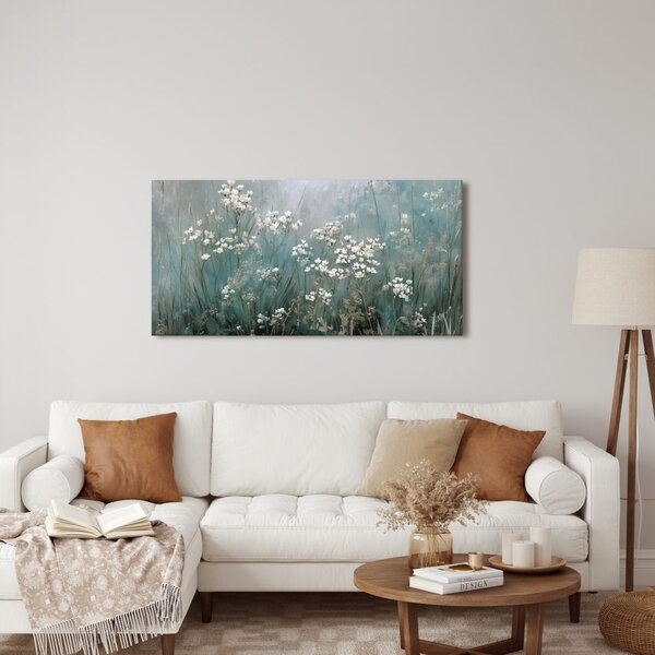 Quadro su tela – Prato fiorito nella foschia