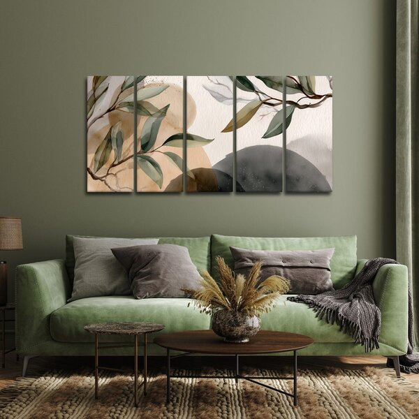 Quadri 5 pezzi – Foglie delicate e ombre