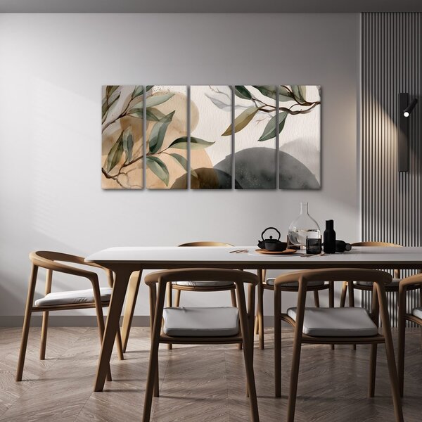 Quadri 5 pezzi – Foglie delicate e ombre