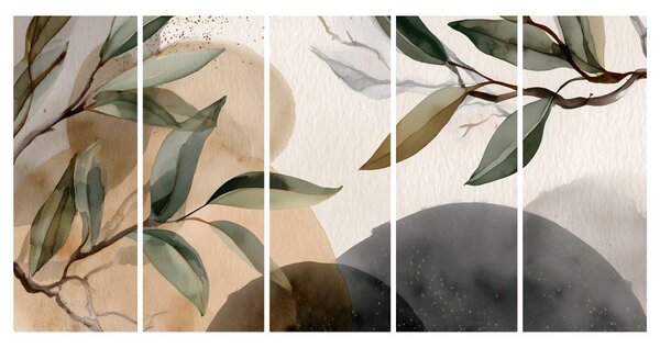 Quadri 5 pezzi – Foglie delicate e ombre