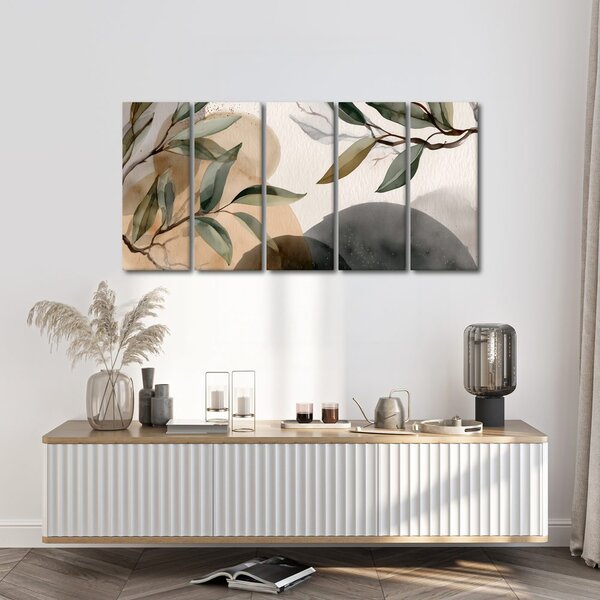 Quadri 5 pezzi – Foglie delicate e ombre