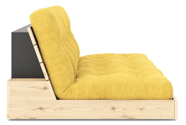 Divano letto in velluto a coste giallo 196 cm Base - Karup Design