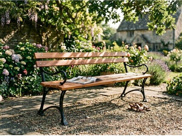 Panca da giardino di colore naturale in legno massiccio – Rojaplast