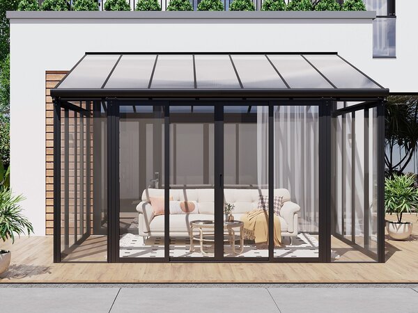 Veranda in Alluminio e policarbonato con protezione UV 12 m² Antracite - MATHILDA