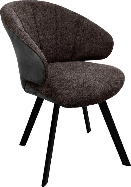 Brezo 1AS, sedia, struttura nera opaca, rigida, ovale, rivestimento marrone