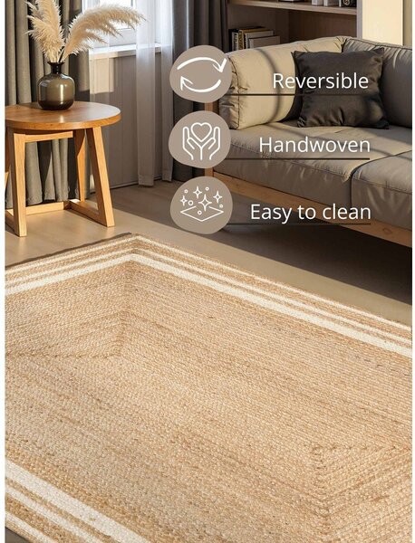 Tappeto color crema/di colore naturale in iuta reversibile/tessuto a mano 120x170 cm Jutta – Hanse Home