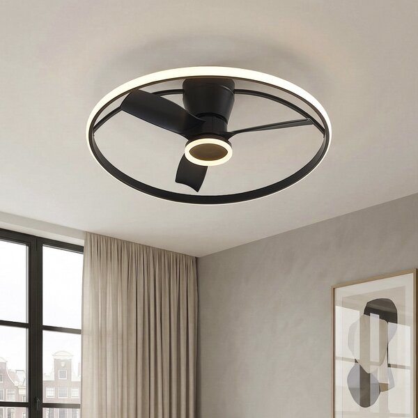 Ventilatore da soffitto nero con LED e telecomando - Steer