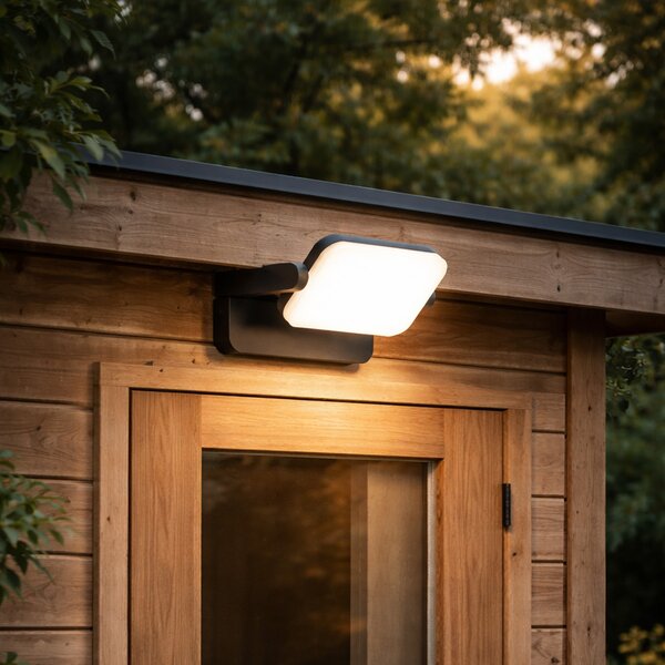 Lampada da parete per esterni nera con LED orientabile - Kamile