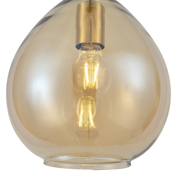 Lampada a sospensione moderna oro con vetro ambrato - Traditional