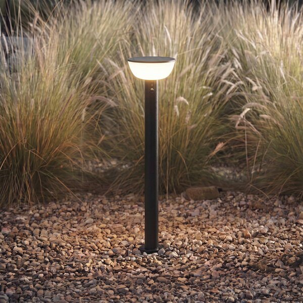 Lampada da vialetto a LED e solare Lindby Obintu, nera, 63 cm, con sensore Obintu Lindby, dimmerabile, Nero, Metallo, Moderno
