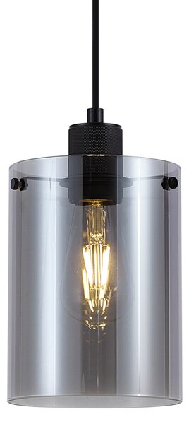 Lampada a sospensione di design nera con vetro fumé - Domo