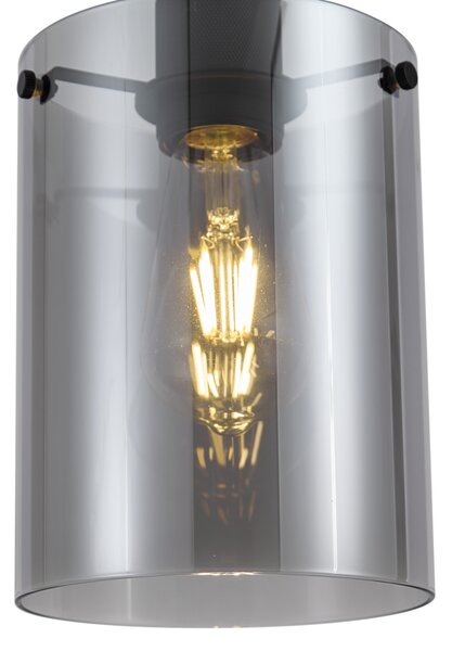 Lampada a sospensione di design nera con vetro fumé - Domo