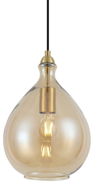 Lampada a sospensione moderna oro con vetro ambrato - Traditional
