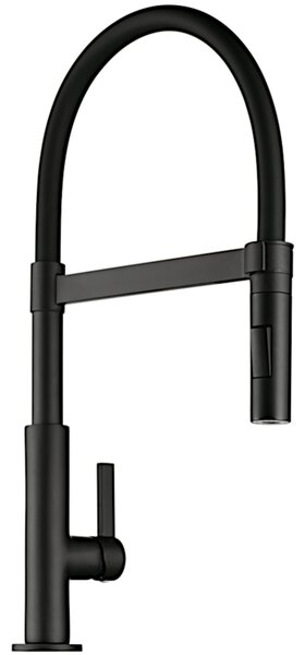 Rubinetto DRIVE 6 NERO opaco con bocca curva e tubo flessibile soft-touch / miscelatore monocomando