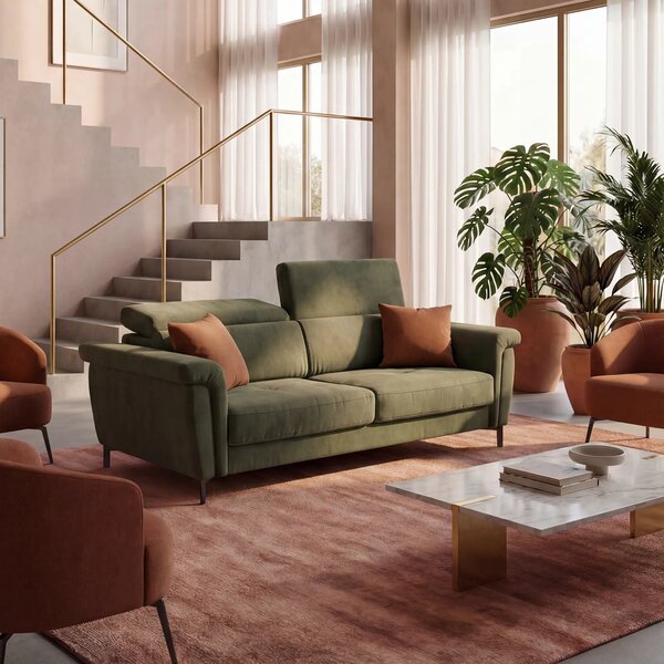 Capri divano letto di design con piedini alti - poggiatesta reclinabil