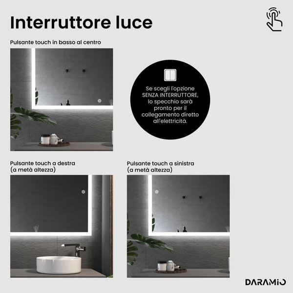 Specchio ad arco grande con luce LED G14