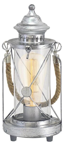 Lampada Da Tavolo Vintage Bradford Acciaio Argento Argento Antico 1 Luce E27
