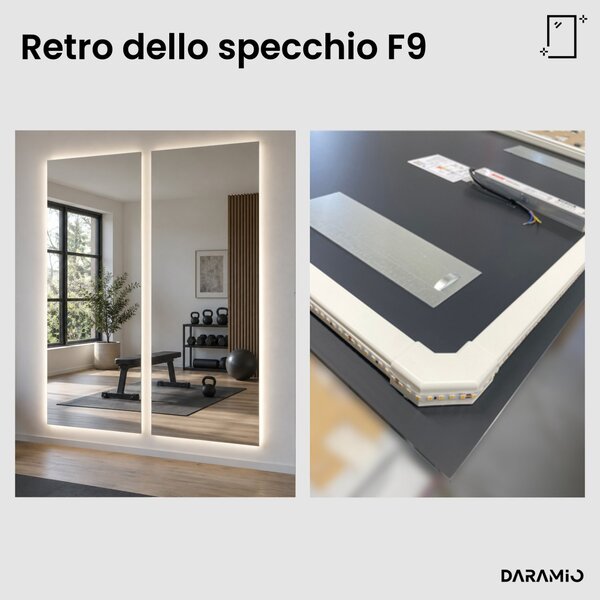 Parete a specchio da palestra con luce LED F9