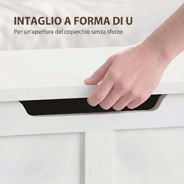 DecHome Cassapanca Panca Contenitore Dimensioni 80x40x45 cm colore Bianco