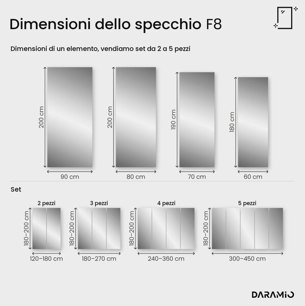 Parete a specchio da palestra con luce LED F8