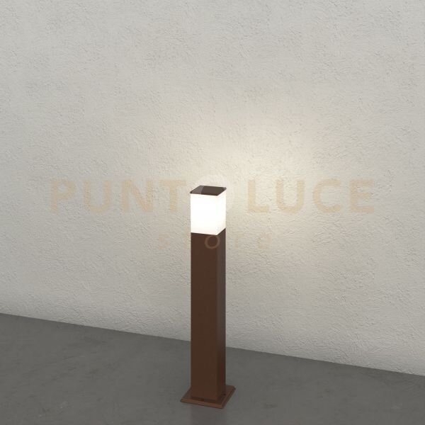 Nizza palo 60cm 1 luce attacco e27 corten ip44 ik06 in alluminio e 
