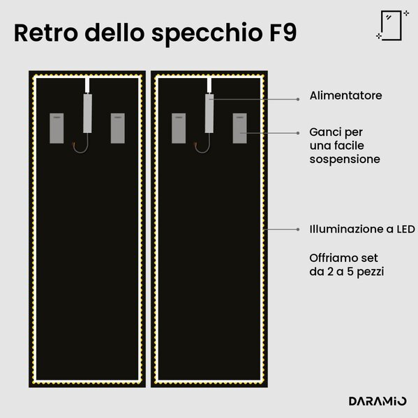 Parete a specchio da palestra con luce LED F9