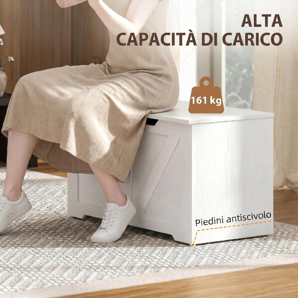 DecHome Cassapanca Panca Contenitore Dimensioni 80x40x45 cm colore Bianco