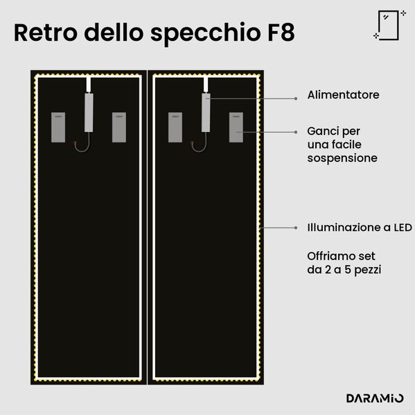 Parete a specchio da palestra con luce LED F8
