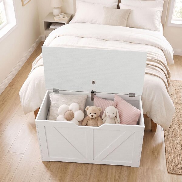 DecHome Cassapanca Panca Contenitore Dimensioni 80x40x45 cm colore Bianco