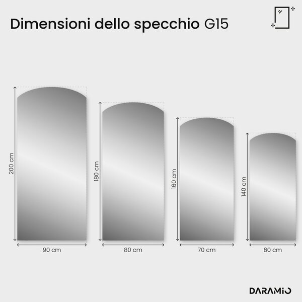 Specchio ad arco grande con luce LED G15