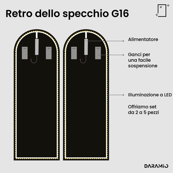 Specchi ad arco da palestra con luce LED G16