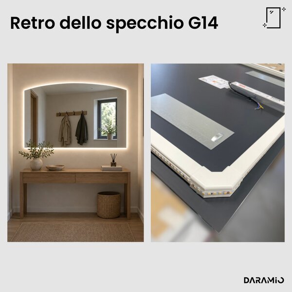 Specchio ad arco grande con luce LED G14