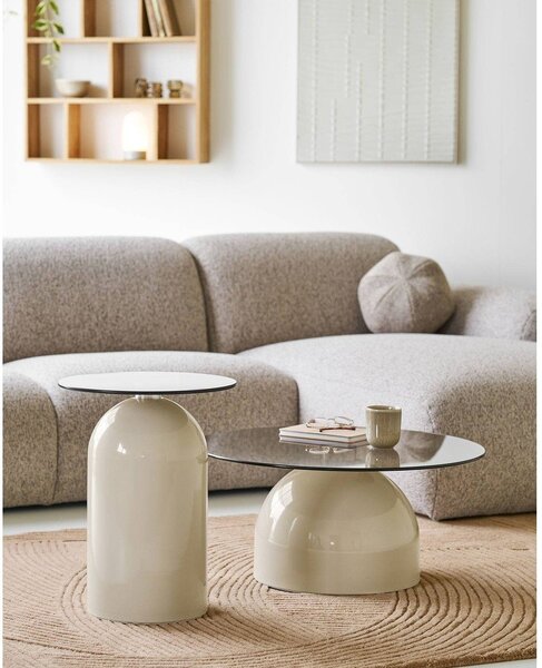 Tavolino rotondo con piano in vetro ø 40 cm Ravello – House Nordic